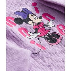 Babyhug Disney Interlock Full Sleeve Front Open Thermal Wear Set With Minnie Mouse Graphics - Lavender