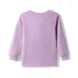 Babyhug Disney Interlock Full Sleeve Front Open Thermal Wear Set With Minnie Mouse Graphics - Lavender