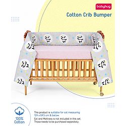 Babyhug 100% Cotton Extra Large Cot Bumper Panda Print - Grey| Soft Cushioned Crib Protector| Breathable Fabric| Easy to setup| Prevents Bumps| 0-24 Months| New Born & Toddler Gifting