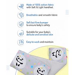 Babyhug 100% Cotton Extra Large Cot Bumper Panda Print - Grey| Soft Cushioned Crib Protector| Breathable Fabric| Easy to setup| Prevents Bumps| 0-24 Months| New Born & Toddler Gifting