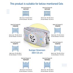 Babyhug 100% Cotton Extra Large Cot Bumper Panda Print - Grey| Soft Cushioned Crib Protector| Breathable Fabric| Easy to setup| Prevents Bumps| 0-24 Months| New Born & Toddler Gifting