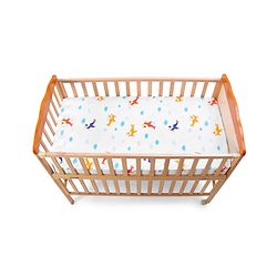 Babyhug Premium Cotton Flat Crib Sheets Set of 2 Aeroplane Theme - White| Soft Breathable Fabric| Skin-Friendly| Travel-Friendly| Machine Washable| 0-12 Months