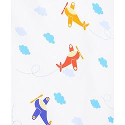 Babyhug Premium Cotton Flat Crib Sheets Set of 2 Aeroplane Theme - White| Soft Breathable Fabric| Skin-Friendly| Travel-Friendly| Machine Washable| 0-12 Months