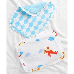 Babyhug Head Shaping Rai Pillow with Extra Cover Aeroplane Theme  White| 1 Kg Mustard Seeds| Cotton Cover| Natural Warming Property|Prevents Cold & Flat Head Syndrome| NewBorn Neck & Shoulder Support