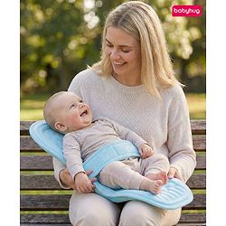 Babyhug 2-in-1 Carrier & Feeding Pillow Velvet - Blue | Infant Carrying and Feeding Support| Ideal for New Moms| Full Body Support| Safety Harness