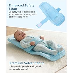 Babyhug 2-in-1 Carrier & Feeding Pillow Velvet - Blue | Infant Carrying and Feeding Support| Ideal for New Moms| Full Body Support| Safety Harness