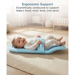 Babyhug 2-in-1 Carrier & Feeding Pillow Velvet - Blue | Infant Carrying and Feeding Support| Ideal for New Moms| Full Body Support| Safety Harness