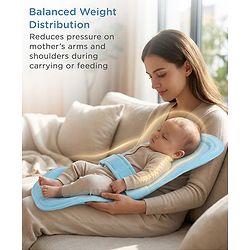 Babyhug 2-in-1 Carrier & Feeding Pillow Velvet - Blue | Infant Carrying and Feeding Support| Ideal for New Moms| Full Body Support| Safety Harness