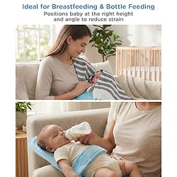 Babyhug 2-in-1 Carrier & Feeding Pillow Velvet - Blue | Infant Carrying and Feeding Support| Ideal for New Moms| Full Body Support| Safety Harness