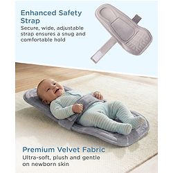 Babyhug 2-in-1 Carrier & Feeding Pillow Velvet - Blue | Infant Carrying and Feeding Support| Ideal for New Moms| Full Body Support| Safety Harness