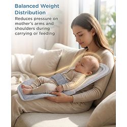 Babyhug 2-in-1 Carrier & Feeding Pillow Velvet - Blue | Infant Carrying and Feeding Support| Ideal for New Moms| Full Body Support| Safety Harness