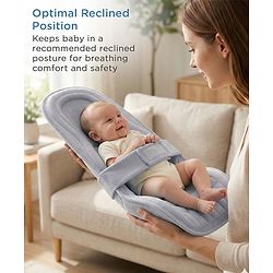 Babyhug 2-in-1 Carrier & Feeding Pillow Velvet - Blue | Infant Carrying and Feeding Support| Ideal for New Moms| Full Body Support| Safety Harness
