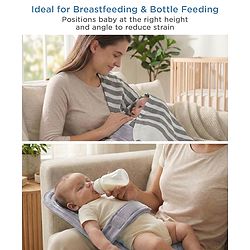 Babyhug 2-in-1 Carrier & Feeding Pillow Velvet - Blue | Infant Carrying and Feeding Support| Ideal for New Moms| Full Body Support| Safety Harness