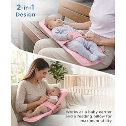 Babyhug 2-in-1 Carrier & Feeding Pillow Velvet - Blue | Infant Carrying and Feeding Support| Ideal for New Moms| Full Body Support| Safety Harness