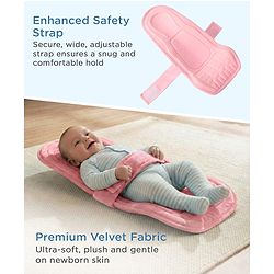 Babyhug 2-in-1 Carrier & Feeding Pillow Velvet - Blue | Infant Carrying and Feeding Support| Ideal for New Moms| Full Body Support| Safety Harness