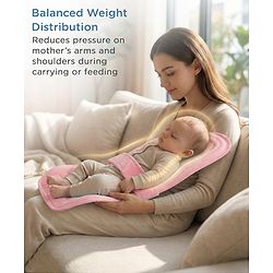 Babyhug 2-in-1 Carrier & Feeding Pillow Velvet - Blue | Infant Carrying and Feeding Support| Ideal for New Moms| Full Body Support| Safety Harness