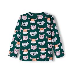 Babyhug Cotton Knit Full Sleeves Co-ords Night Suit With Animal Print - Green