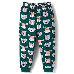 Babyhug Cotton Knit Full Sleeves Co-ords Night Suit With Animal Print - Green