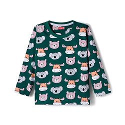 Babyhug Cotton Knit Full Sleeves Co-ords Night Suit With Animal Print - Green