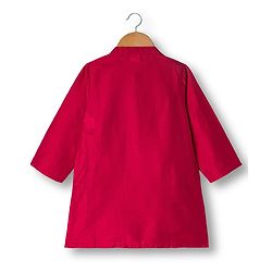 Babyhug Rayon Woven Full Sleeves Kurta Dhoti Set with Jacket & Abstract Print - Fuchsia
