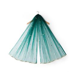 Babyhug Woven Half Sleeves Choli Lehenga & Dupatta Set With Floral Sequin Embriodery - Teal Blue