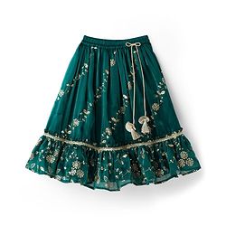 Babyhug Woven Half Sleeves Choli Lehenga & Dupatta Set With Floral Sequin Embriodery - Teal Blue