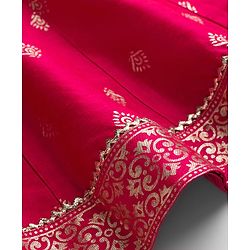 Babyhug Woven Full Sleeves Kurti Palazzo & Dupatta Set with Floral Foil Print & Embroidery - Fuchsia