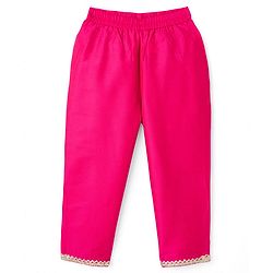 Babyhug Woven Full Sleeves Kurti Palazzo & Dupatta Set with Floral Foil Print & Embroidery - Fuchsia