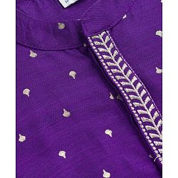 Babyhug Cotton Blend Woven Full Sleeves Kurta Dhoti Set With Foil Print - Purple & White
