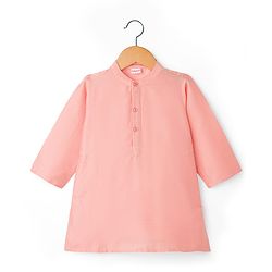 Babyhug Rayon Woven Full Sleeves Kurta Pajama & Jacket Set With Floral Embroidery - Peach