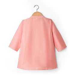 Babyhug Rayon Woven Full Sleeves Kurta Pajama & Jacket Set With Floral Embroidery - Peach