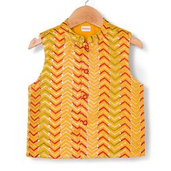 Babyhug Rayon Woven Full Sleeves Kurta Pajama Set with  Embroidered Nehru Jacket - Red & Yellow
