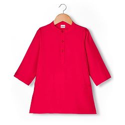 Babyhug Rayon Woven Full Sleeves Kurta Pajama Set with  Embroidered Nehru Jacket - Red & Yellow