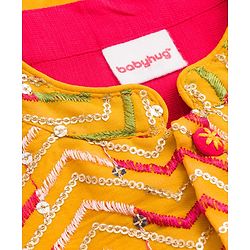 Babyhug Rayon Woven Full Sleeves Kurta Pajama Set with  Embroidered Nehru Jacket - Red & Yellow