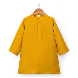 Babyhug Rayon Woven Full Sleeves Solid Kurta Payjama Set with Embroidered Jacket - Navy