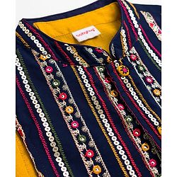 Babyhug Rayon Woven Full Sleeves Solid Kurta Payjama Set with Embroidered Jacket - Navy