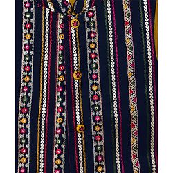 Babyhug Rayon Woven Full Sleeves Solid Kurta Payjama Set with Embroidered Jacket - Navy