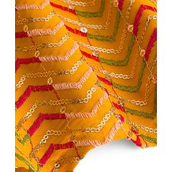 Babyhug Georgette Woven Sleeveless Halter Neck Kurti Palazzo  & Dupatta Set With Sequin Embriodery - Yellow & Red