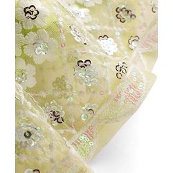Babyhug Georgette Woven Puffed Sleeves Sequinned Floral Designed Choli Lahenga Set with Dupatta- Light Green