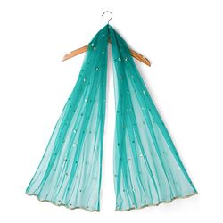 Babyhug Brocade Woven Half Sleeves Pattu Pavda Choli Lehenga & Dupatta Set With Floral Foil Print - Teal Blue