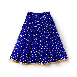 Babyhug Georgette Woven Sleeveless Brocade Choli & Bandhani Printed Lehenga with  Dupatta - Blue & Mustard