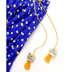 Babyhug Georgette Woven Sleeveless Brocade Choli & Bandhani Printed Lehenga with  Dupatta - Blue & Mustard