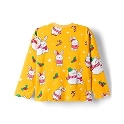 Babyhug Cotton Knit Full Sleeves Co-ords Night Suit With Animal Print - Yellow