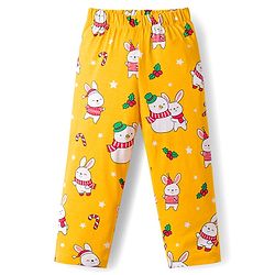 Babyhug Cotton Knit Full Sleeves Co-ords Night Suit With Animal Print - Yellow