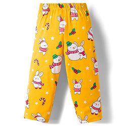 Babyhug Cotton Knit Full Sleeves Co-ords Night Suit With Animal Print - Yellow
