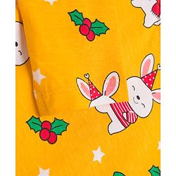 Babyhug Cotton Knit Full Sleeves Co-ords Night Suit With Animal Print - Yellow