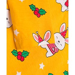 Babyhug Cotton Knit Full Sleeves Co-ords Night Suit With Animal Print - Yellow