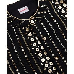Babyhug Georgette Woven Full Sleeves Sequin Embroidered Kurta Pyjama Set - Black