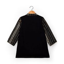 Babyhug Georgette Woven Full Sleeves Sequin Embroidered Kurta Pyjama Set - Black