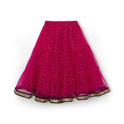 Babyhug  Short Sleeves Sequin Embroidered Choli and Shimmer Net Lehenga with Dupatta -  Fuschia